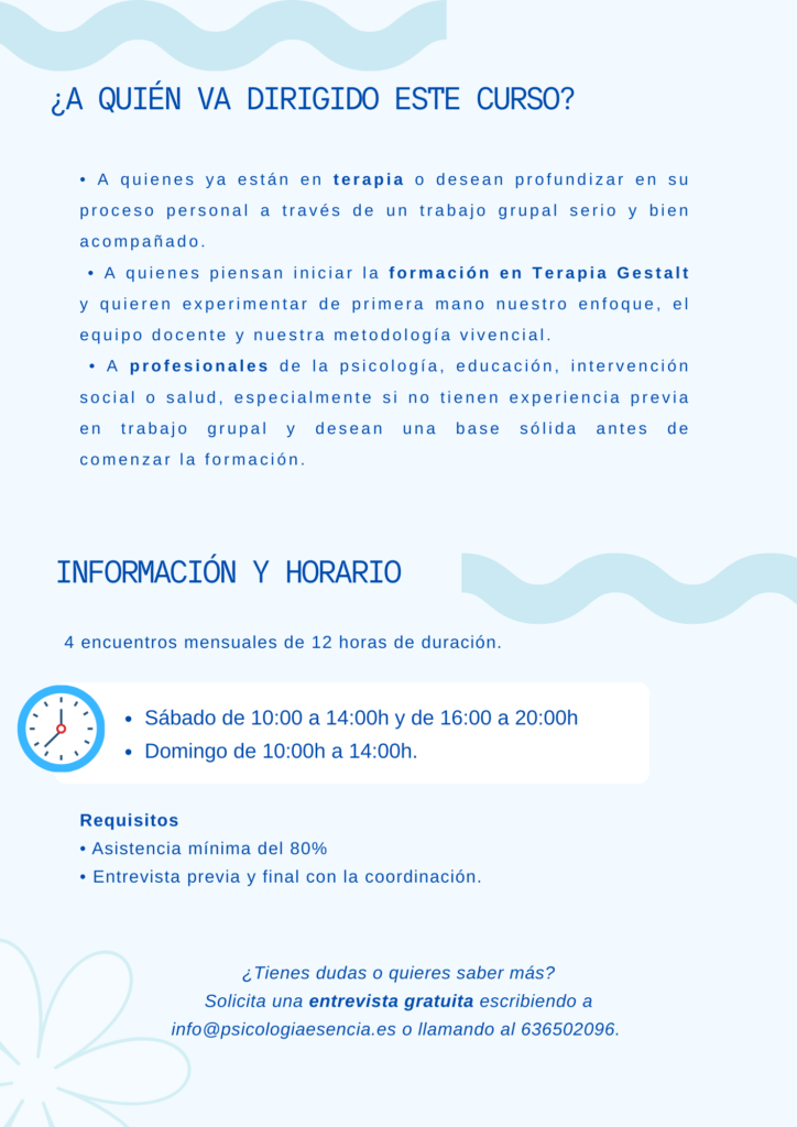 Curso de iniciación a la Terapia Gestalt 13ª promoción Murcia 2026 3 Curso de Iniciacion Gestalt 2